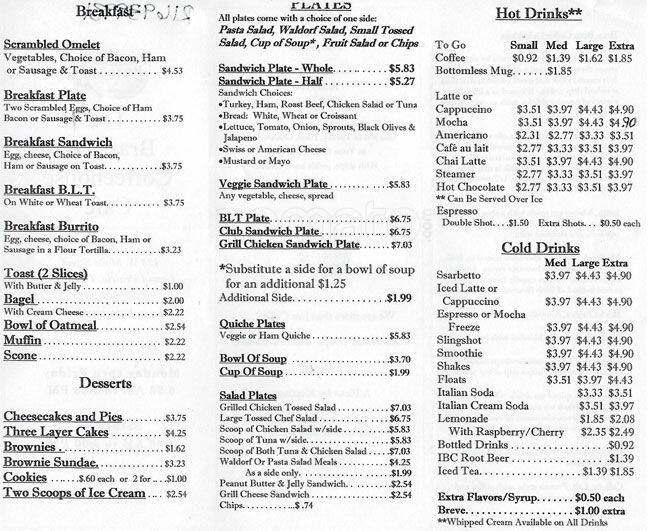 The Brass Bean Coffeehouse Menu Urbanspoon/Zomato