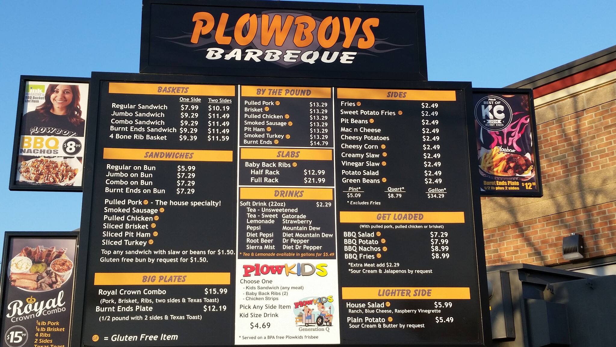 Plowboys BBQ Menu, Menu for Plowboys BBQ, Downtown Loop, Kansas City
