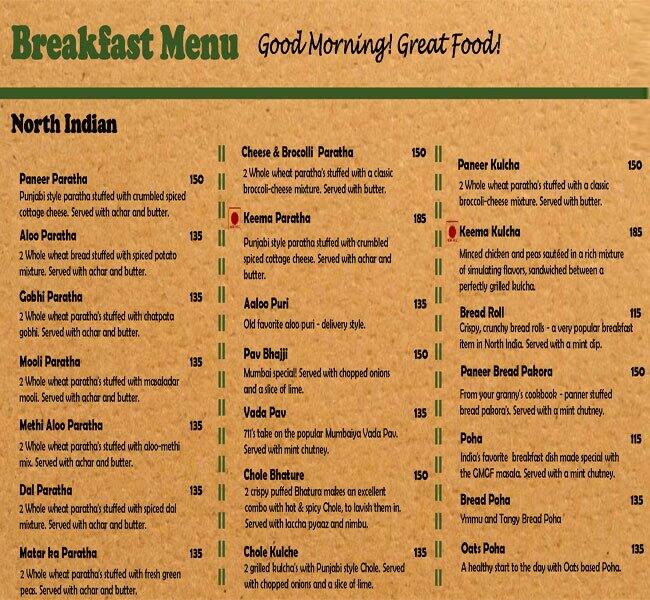 Breakfast 7-11 Menu, Menu for Breakfast 7-11, Sector 56, Gurgaon - Zomato