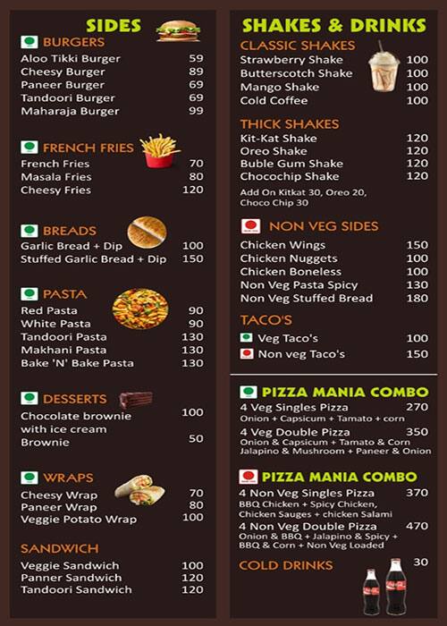 Pizza Memories menu