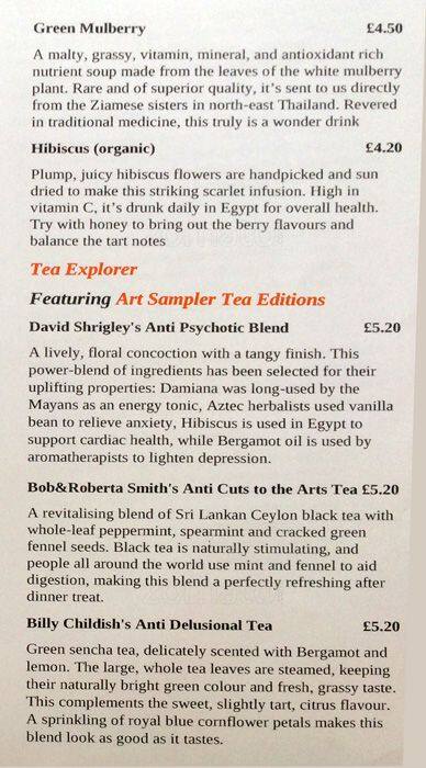 Proper Tea menu