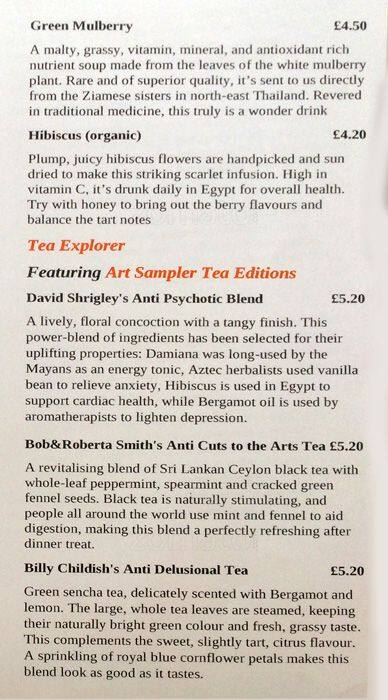 Proper Tea menu