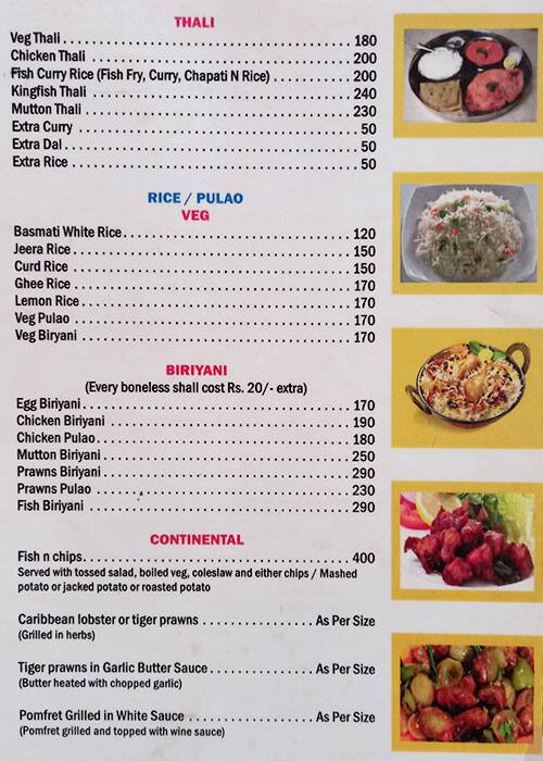 Chik 'n' Fish menu