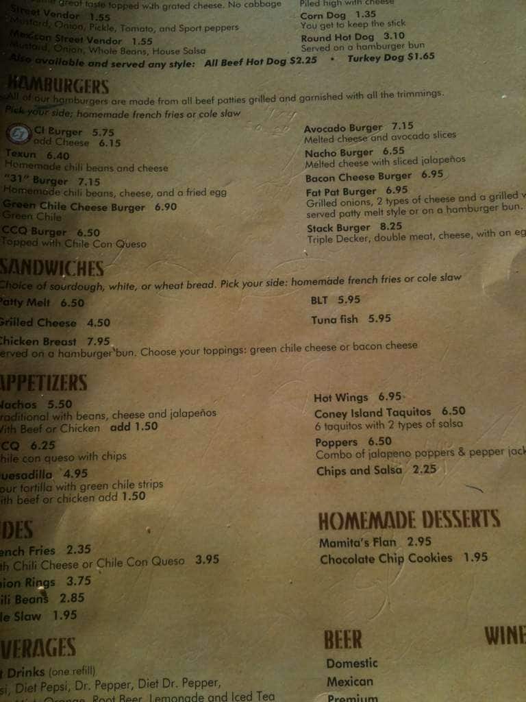 Coney Island Menu, Menu for Coney Island, Westside, El Paso Urbanspoon/Zomato
