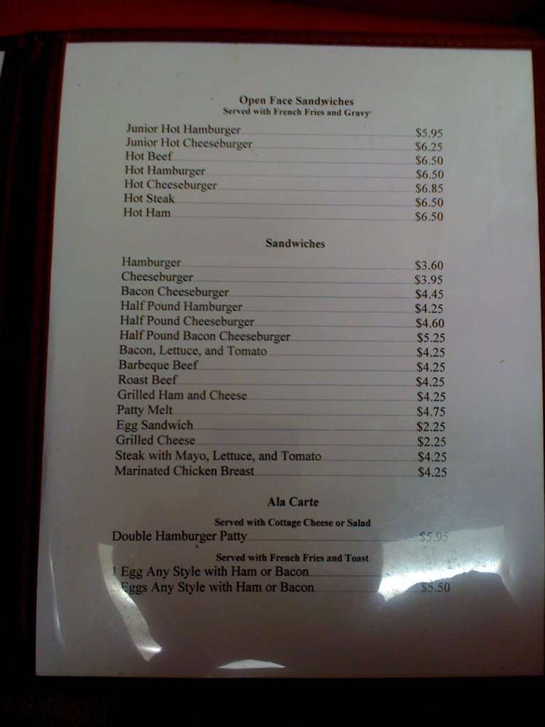 Menu at Murphy's Original Steak House steakhouse, Bartlesville