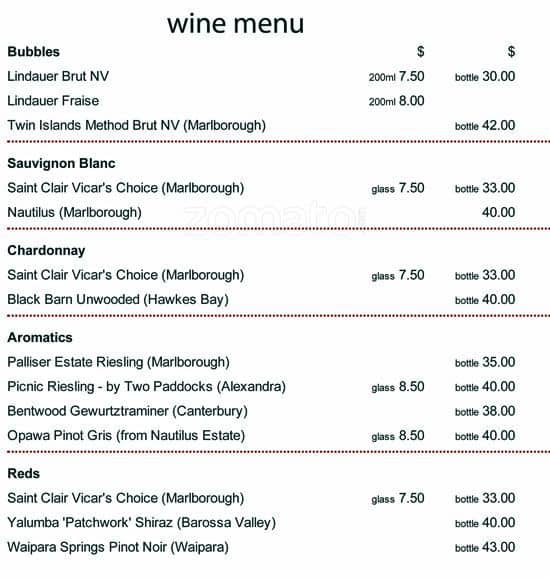 Menu at The Raspberry Café cafe, Christchurch