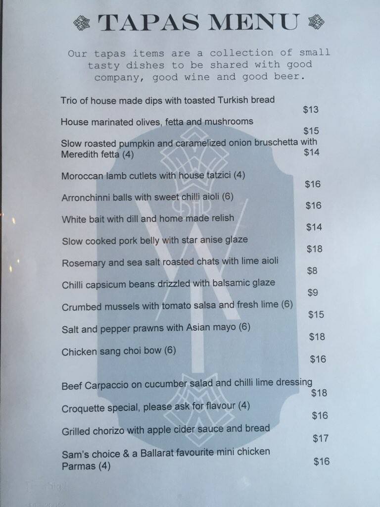 Bar Wat Menu, Menu untuk Bar Wat, Ballarat, Ballarat Urbanspoon/Zomato