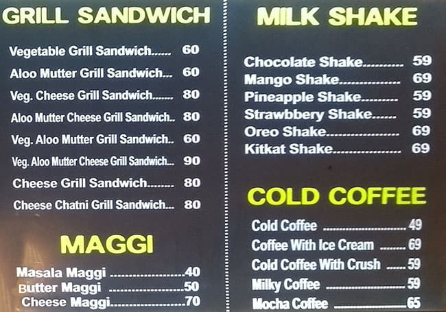 Grill Villa menu
