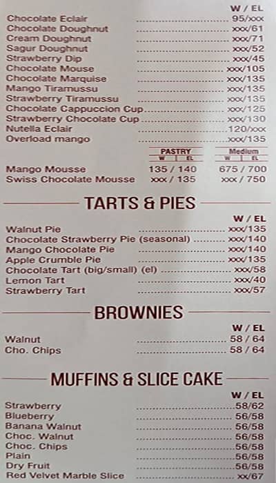 Celejor Cake Shop Khar menu