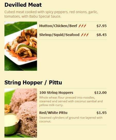 Babu menu
