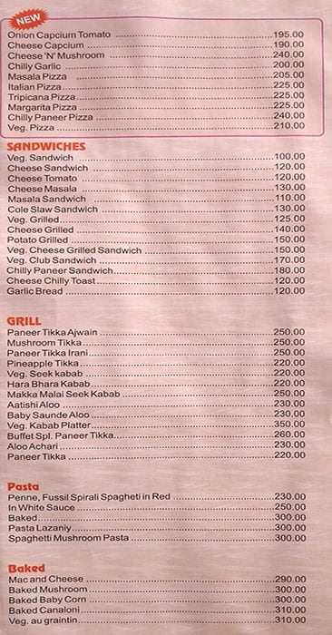 Buffet House menu