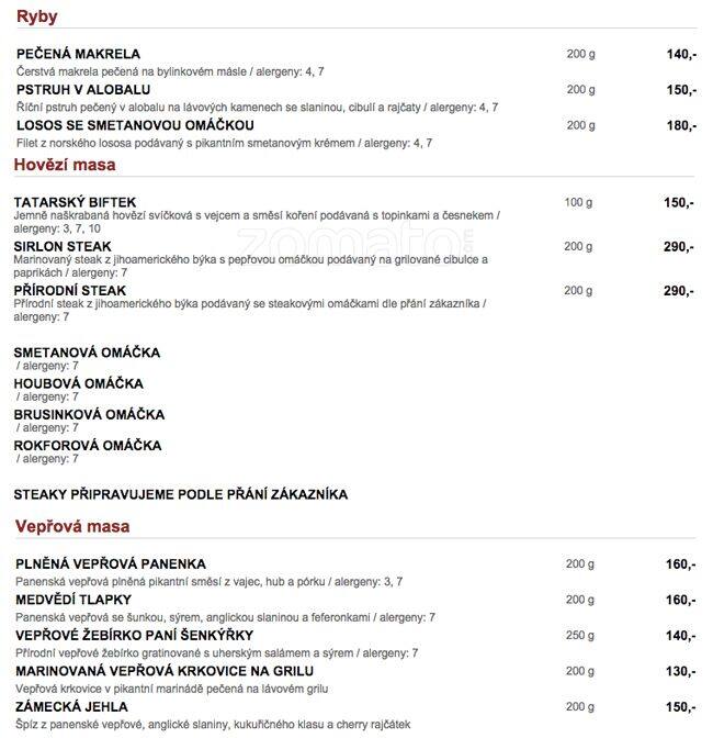 Arter Restaurant menu