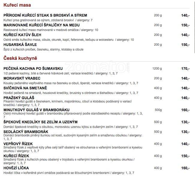 Arter Restaurant menu