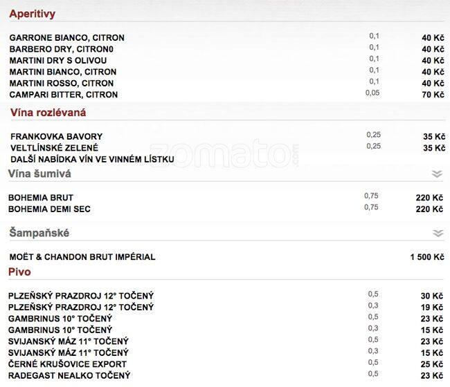 Arter Restaurant menu