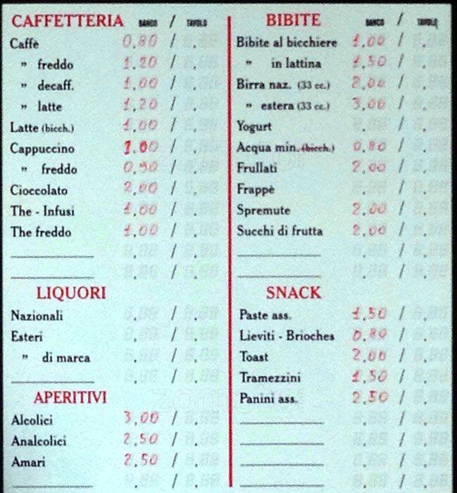 Menu di Gran Caffe Serenissima 