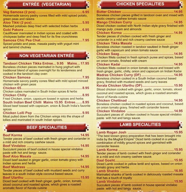 Samrat Indian Cuisine Menu, Menu for Samrat Indian Cuisine, Magill ...