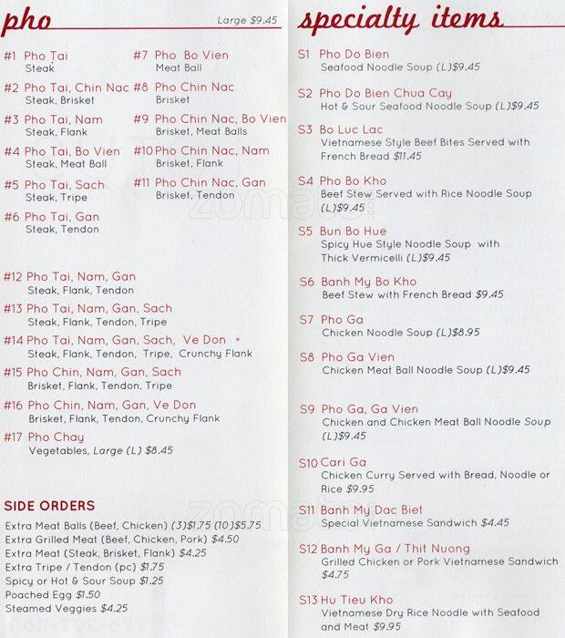 Lotus, The Place for Pho Lovers Menu Urbanspoon/Zomato