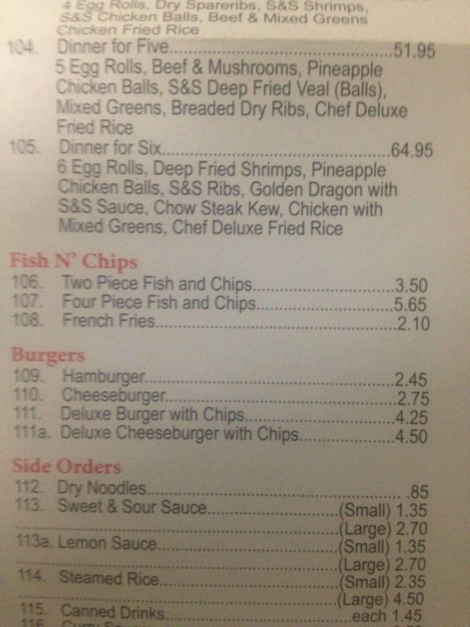 Menu at good fortune restaurant winnipeg