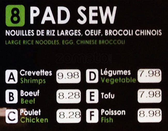 Menu de Thai Express Restaurant Gatineau