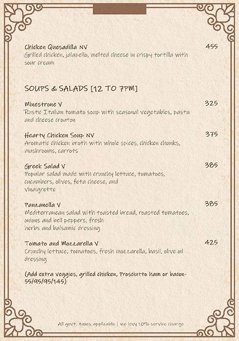 Menu At Imperfecto - Logix Mall, Noida