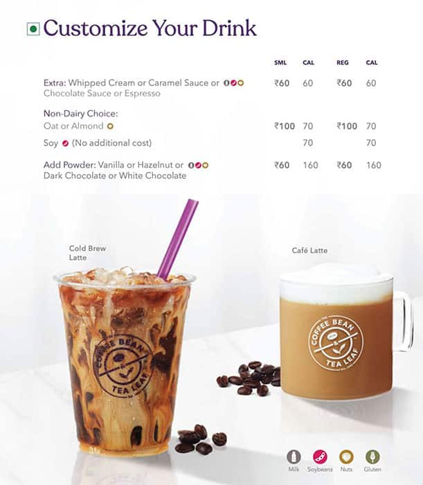 Menu of The Coffee Bean & Tea Leaf, Sector 22, Chandigarh