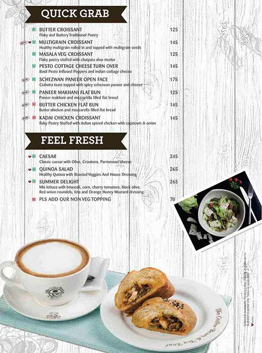 Menu at The Coffee Bean & Tea Leaf, Chandigarh, Hotel Aquamarine