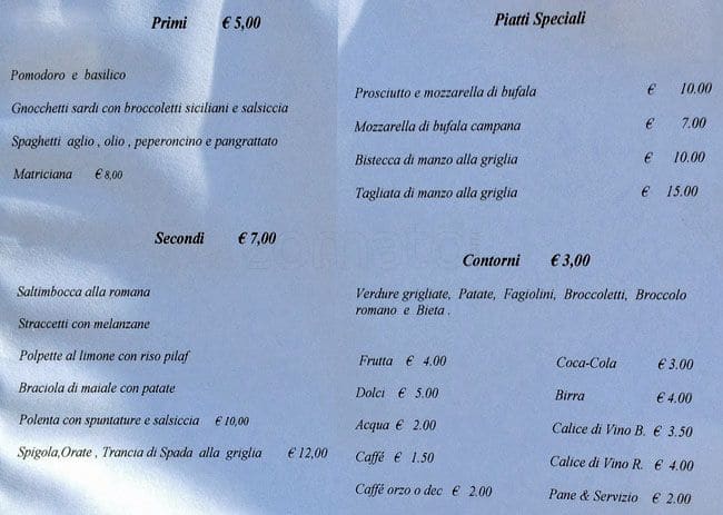 Menu di Parioli 