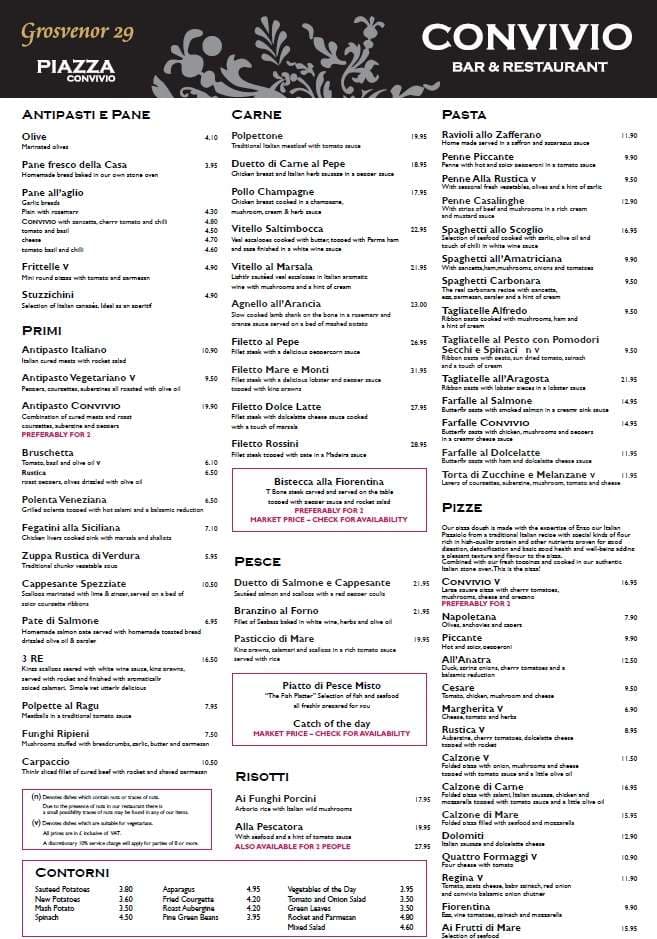 Convivio Menu, Menu for Convivio, Chester, North West England - Zomato UK