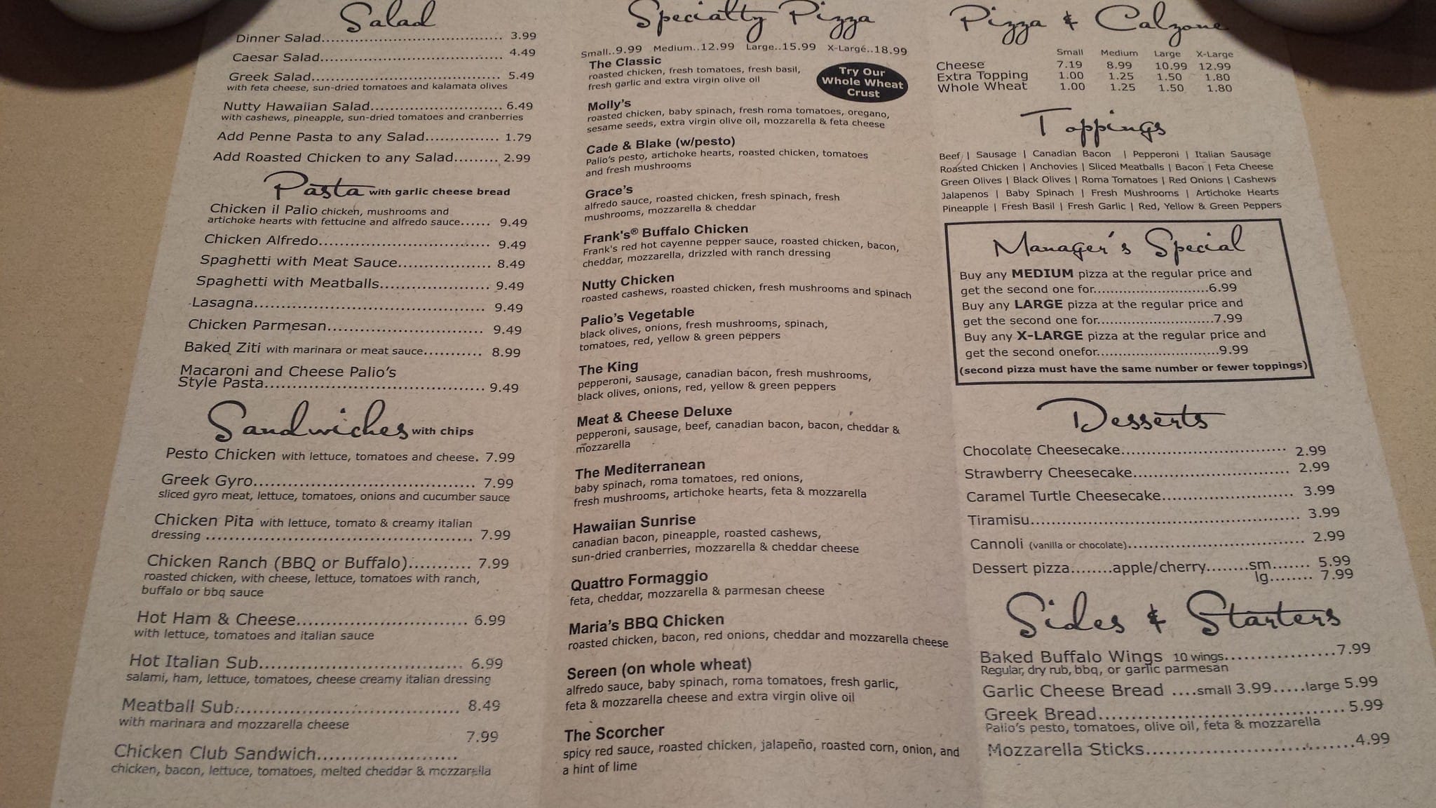 Palio's Menu, Menu for Palio's, Midland, Odessa Urbanspoon/Zomato