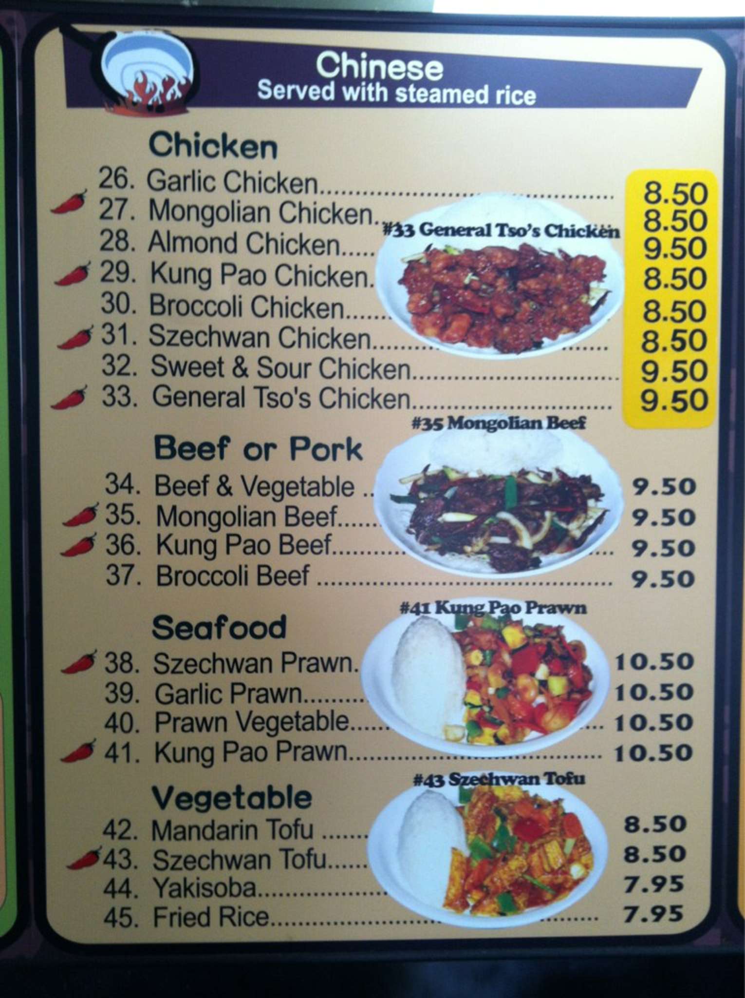 Menu at J S Asian Flaming Grill restaurant, Yakima