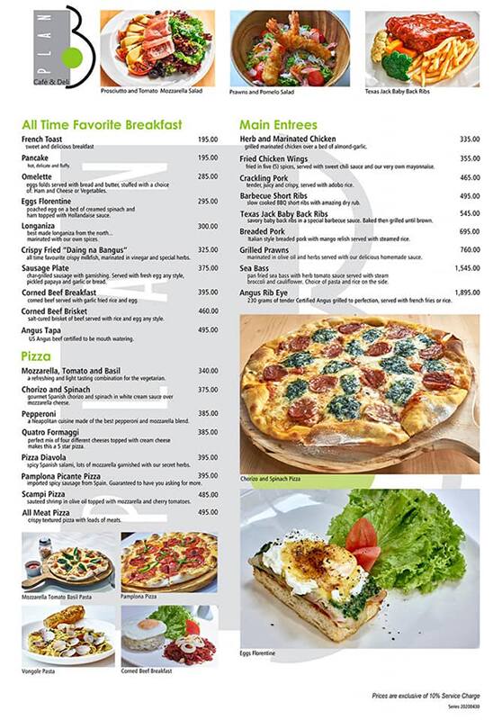 Plan B Cafe Menu Menu For Plan B Cafe Bonifacio Global City uig City