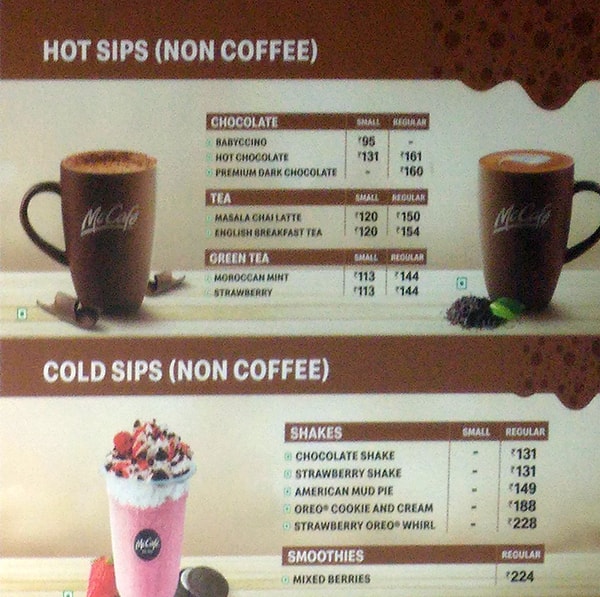 Menu at McCafe by McDonald's, Bengaluru, 001