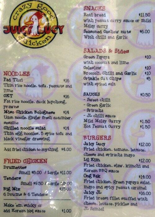 Juicy Lucy Menu, Menu for Juicy Lucy, Surry Hills, Sydney Urbanspoon