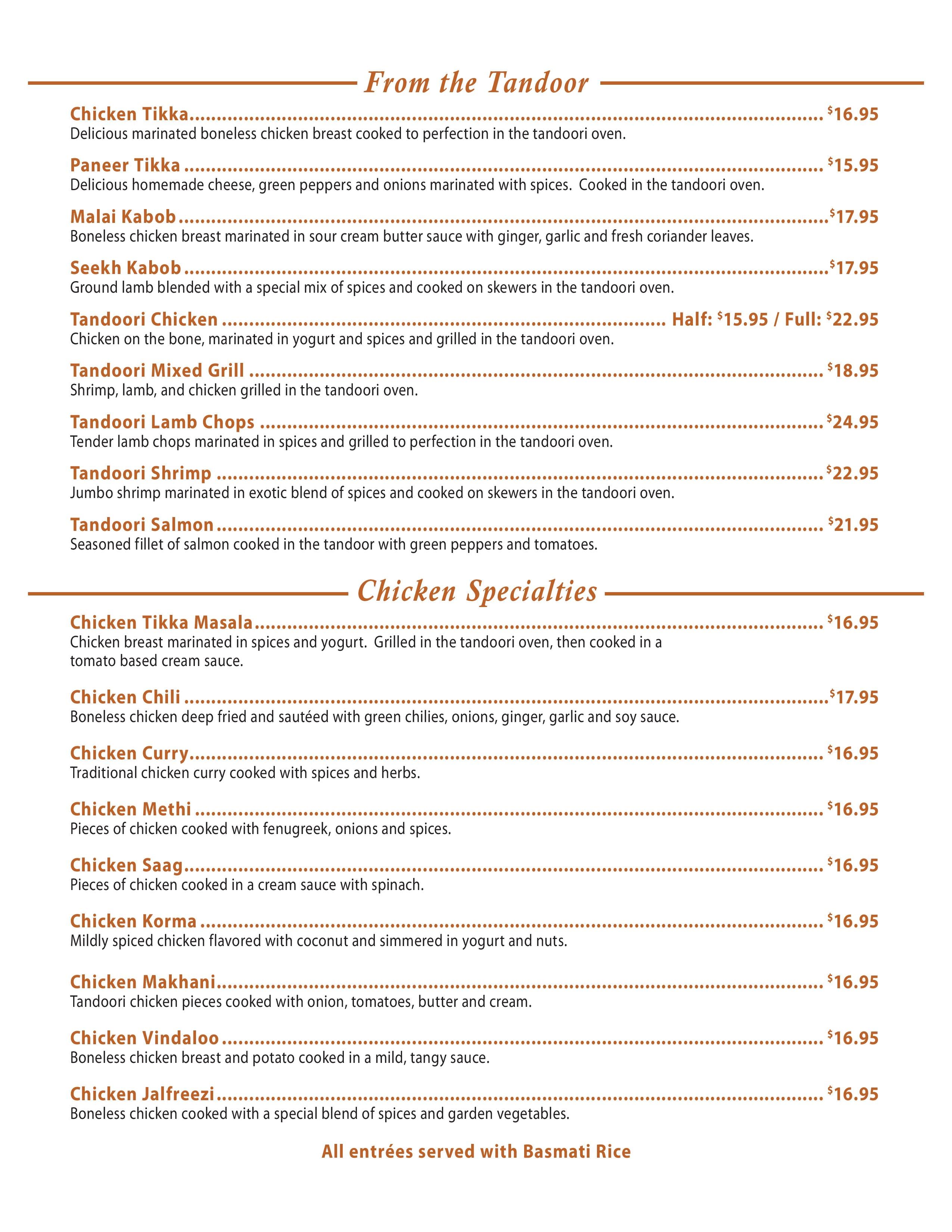 Menu at Namaste Fine Indian Cuisine restaurant, Crofton