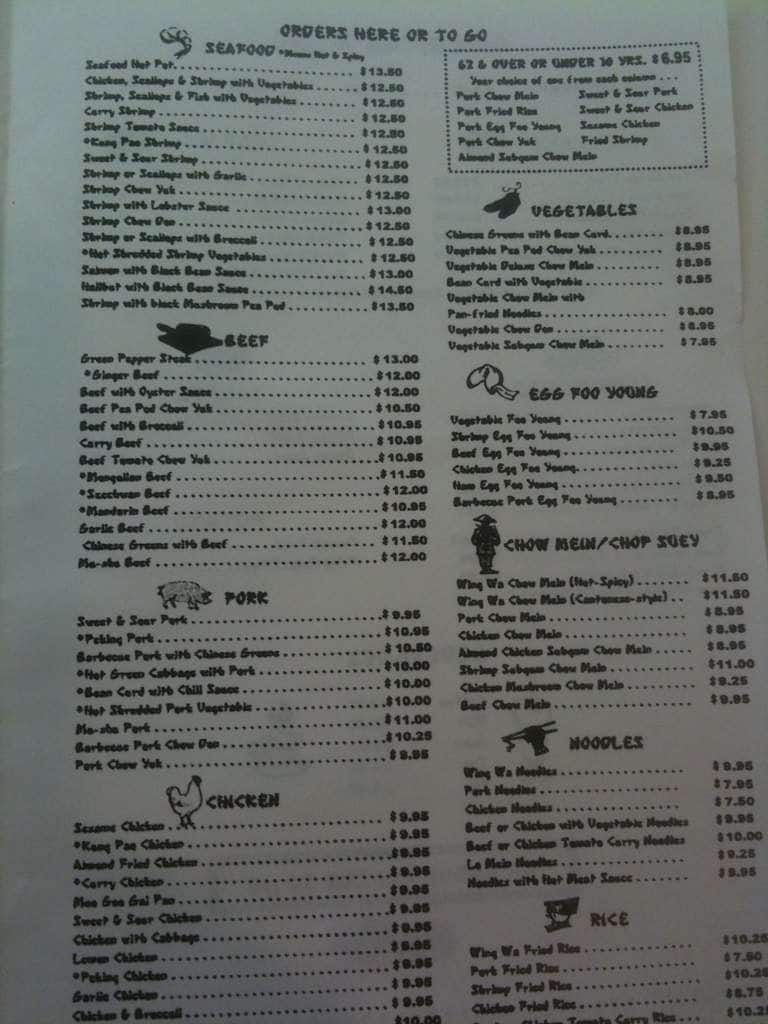 Menu at Wing Wa Taphouse pub & bar, Depoe Bay