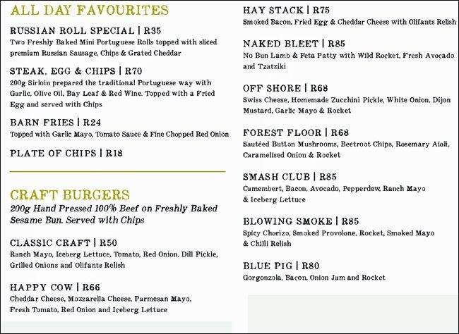 The Big Red Barn Menu Menu For The Big Red Barn Irene Pretoria