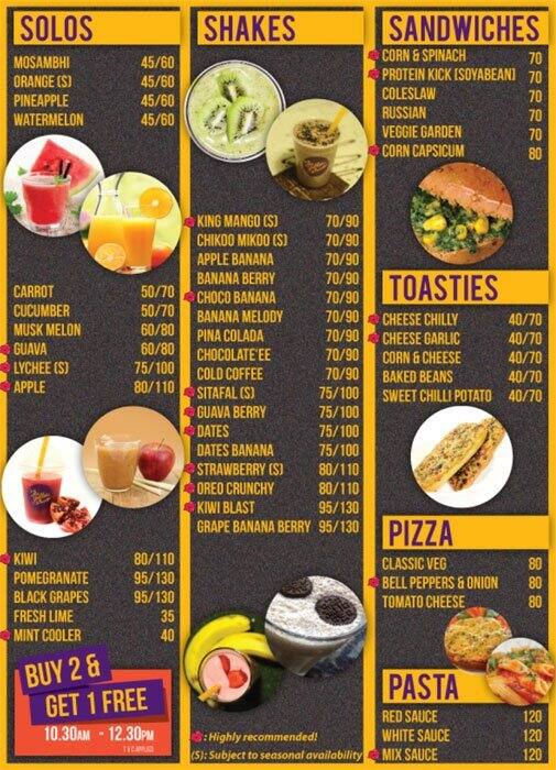 The Yellow Straw Menu, Menu for The Yellow Straw, Dalhousie BBD Bagh