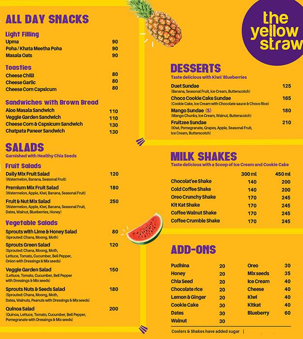 Menu at The Yellow Straw, Kolkata, 4