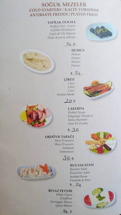 Menu At Nevizade Istanbul Nevizade Sk