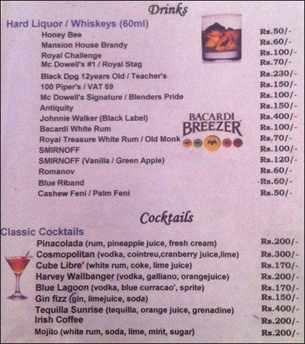 Big Peckers menu