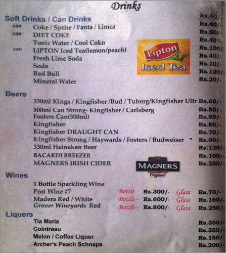 Big Peckers menu