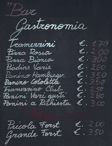 Bar Liset Speisekarte