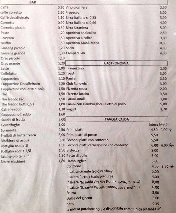 Menu di Manà Manà 