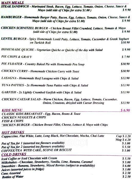 Bayside Cafe Menu Menu Untuk Bayside Cafe Glenelg Adelaide