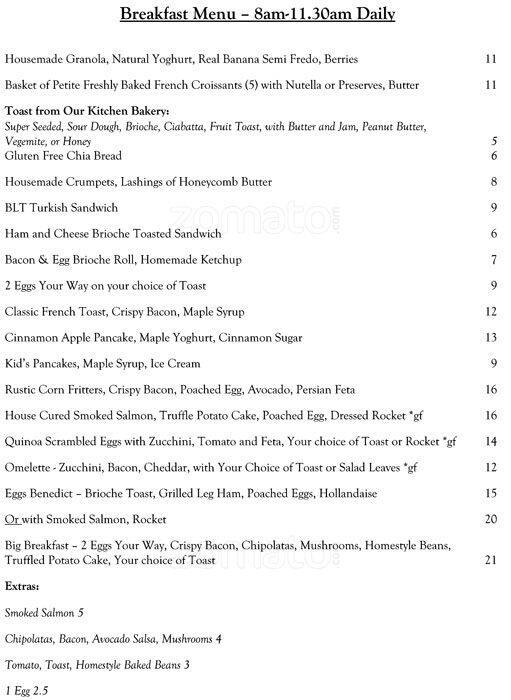 In Bloom Food + Wine Menu, Menu for In Bloom Food + Wine, North