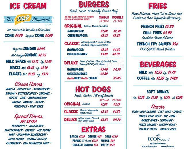 Menu at PickQuick Drive In fast food, Fife