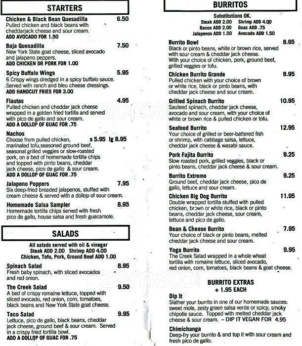 The Creek and the Cave Menu, Menu for The Creek and the Cave, Hunters