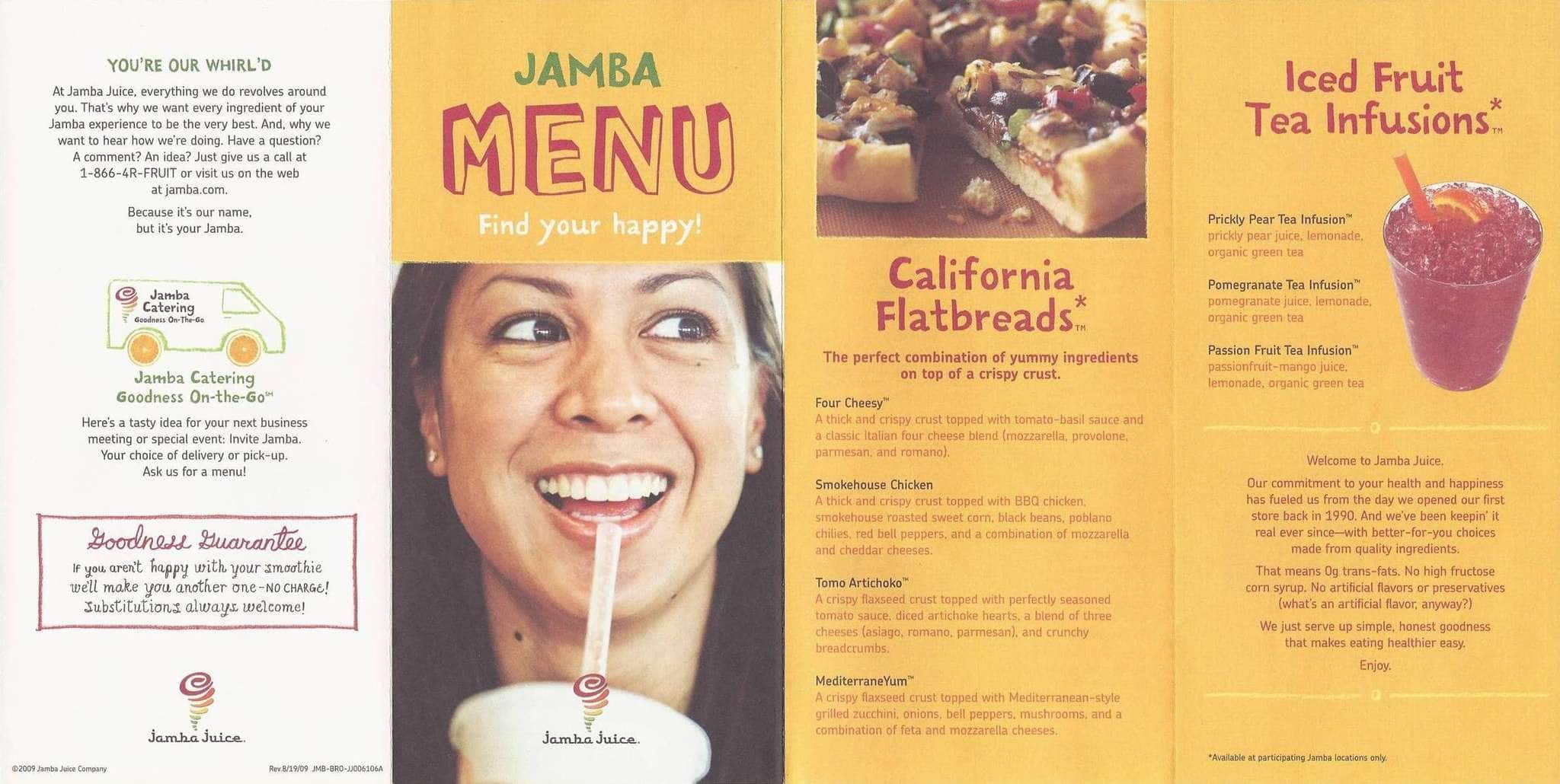 Jamba Juice Menu, Menu untuk Jamba Juice, Coral Springs, Miami