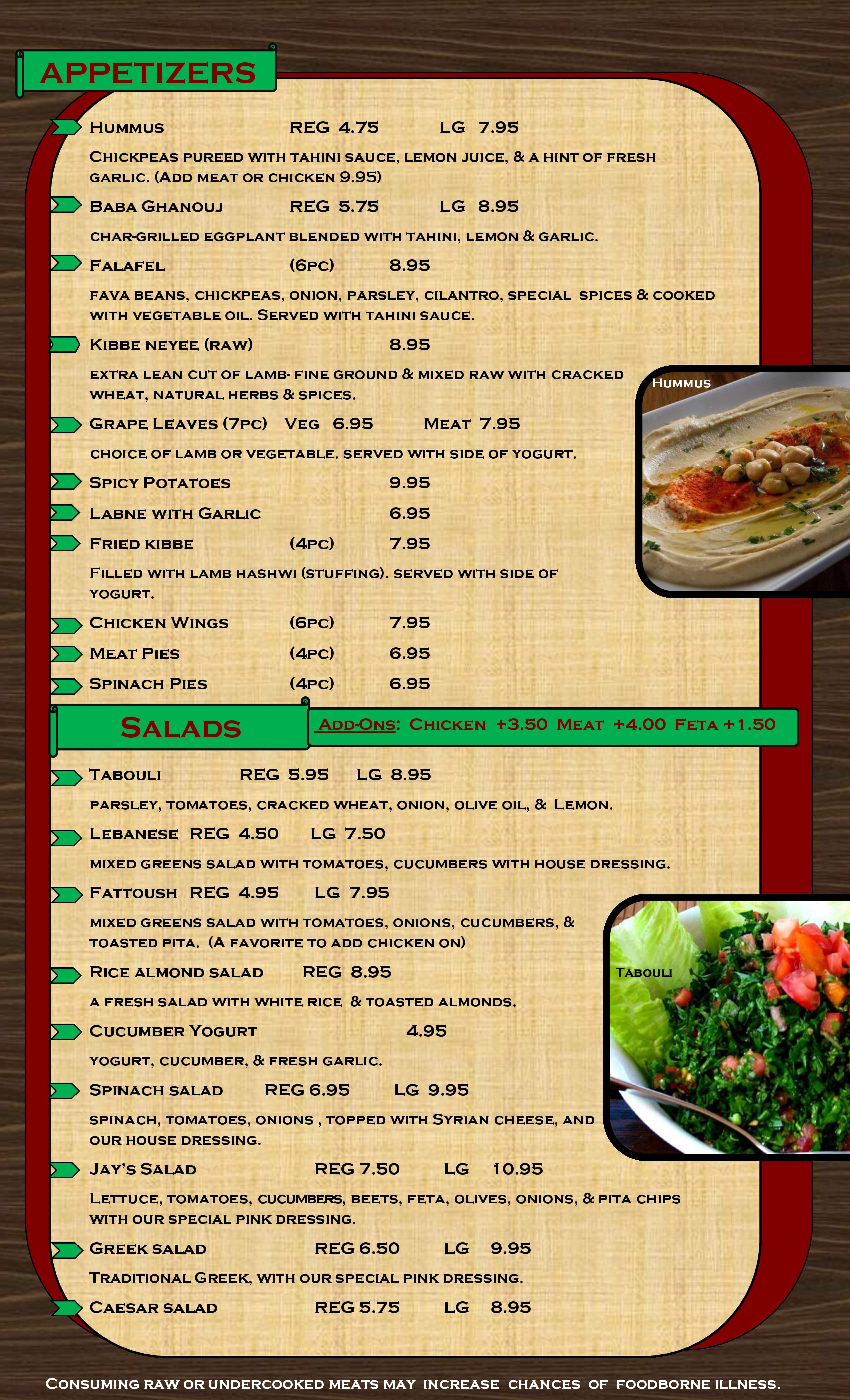 Menu at New Cedar restaurant, Farmington, Farmington Rd