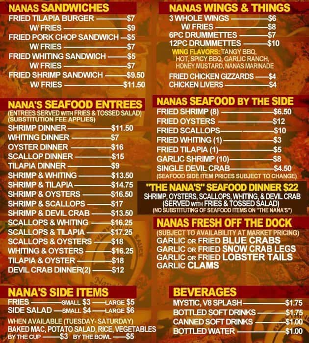 Menu At Nana S Seafood Soul Restaurant Charleston 176 Line St   D9884756bb600a92cb79a8efabc4710e 